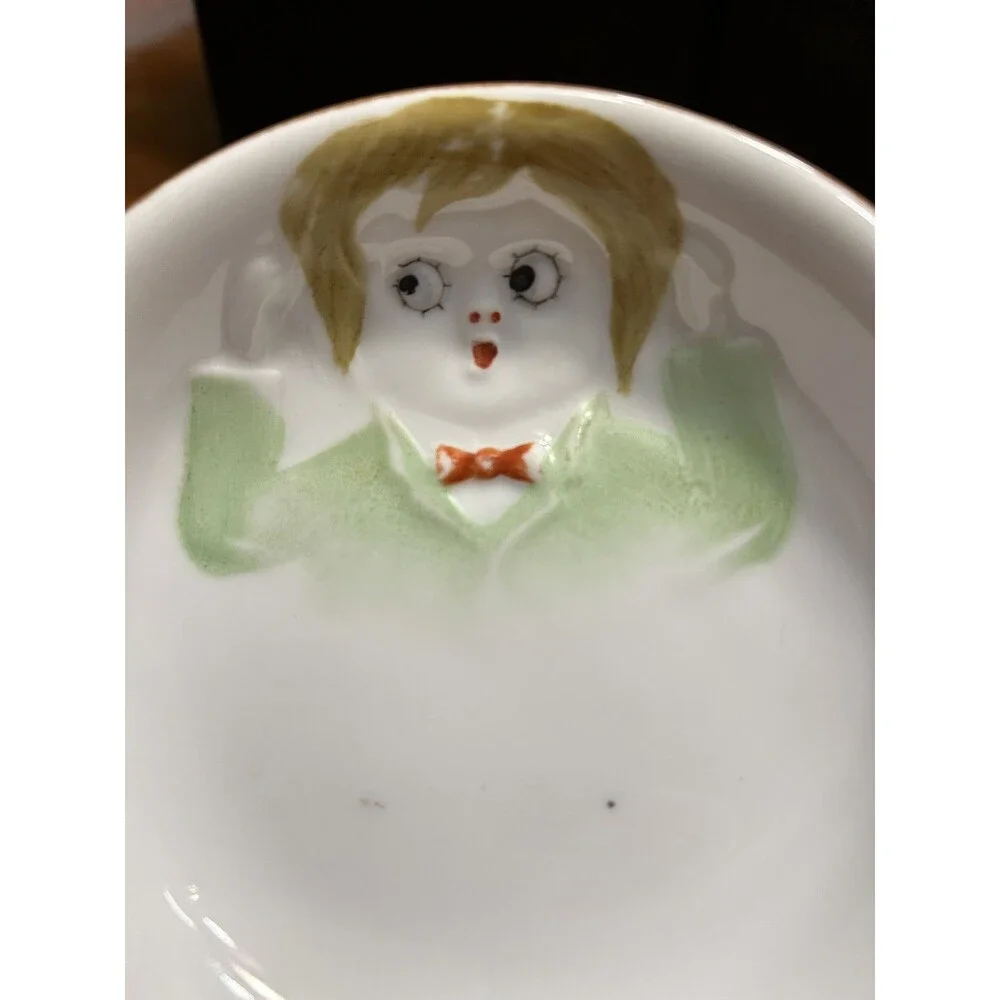 Nippon Boy Google Eyes Hand Painted Bowl Vintage - Picture 4 of 6